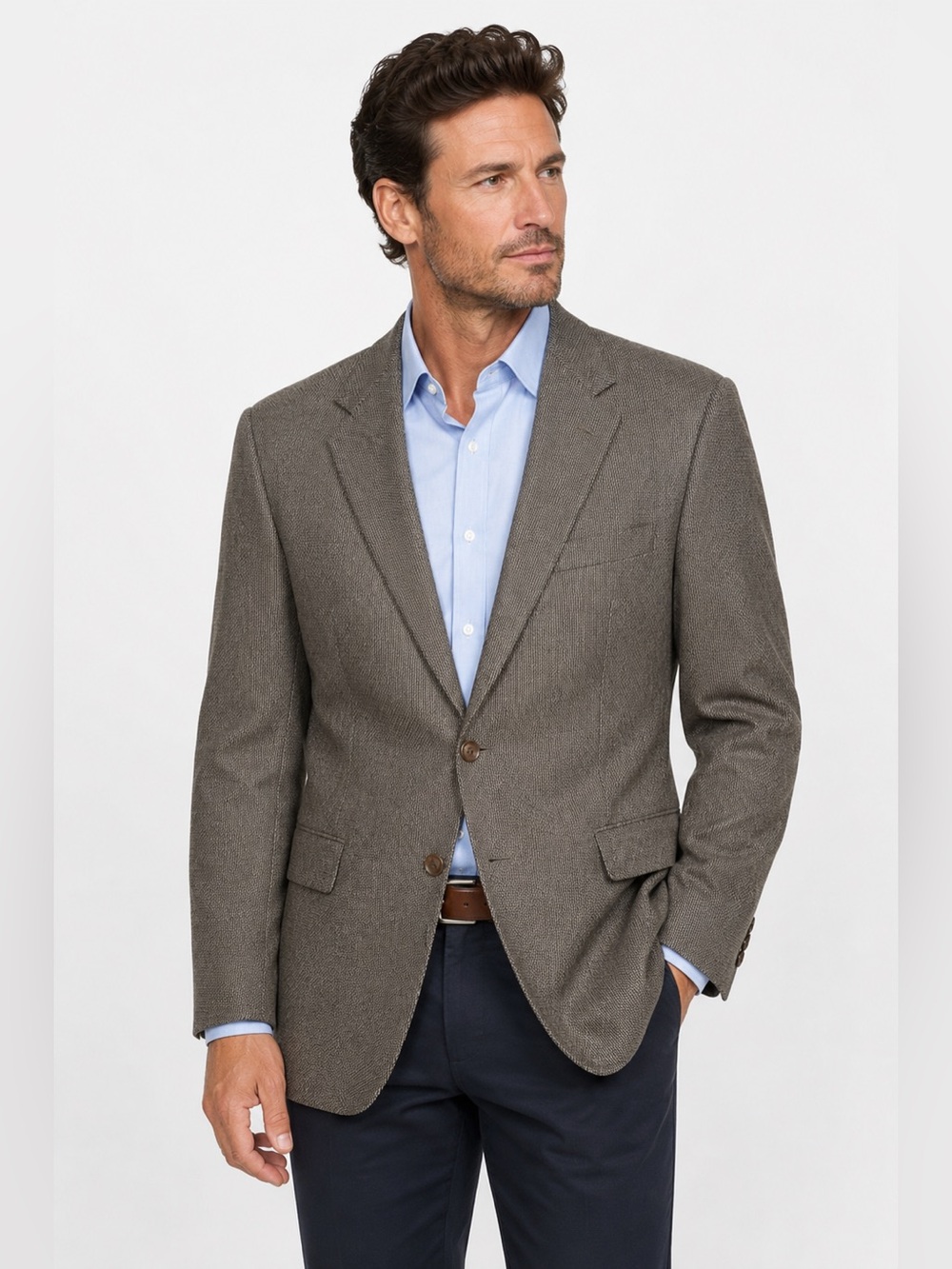 Nate’s Clothing Men’s Brown Tweed Blazer Sport Coat Classic Heritage 2 Button